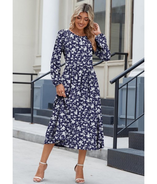 Zeagoo Long Sleeve Dresses for Women 2025 Fall Winter Casual Flowy A-Line Boho Midi Party Long Dress with Pockets