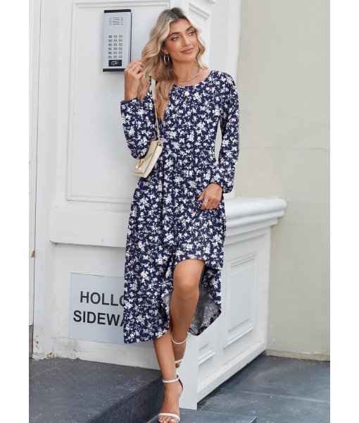 Zeagoo Long Sleeve Dresses for Women 2025 Fall Winter Casual Flowy A-Line Boho Midi Party Long Dress with Pockets