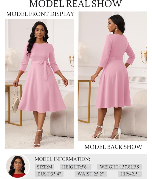 RUMIA Women's Cocktail Dresses 3/4 Sleeve Vintage Wedding Guest Dress (XS-3XL)