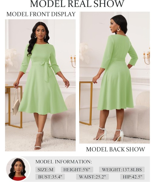 RUMIA Women's Cocktail Dresses 3/4 Sleeve Vintage Wedding Guest Dress (XS-3XL)