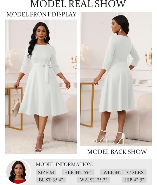 RUMIA Women's Cocktail Dresses 3/4 Sleeve Vintage Wedding Guest Dress (XS-3XL)
