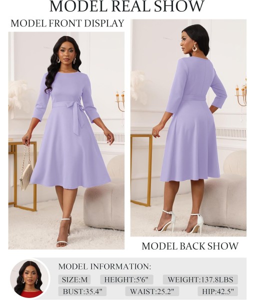 RUMIA Women's Cocktail Dresses 3/4 Sleeve Vintage Wedding Guest Dress (XS-3XL)