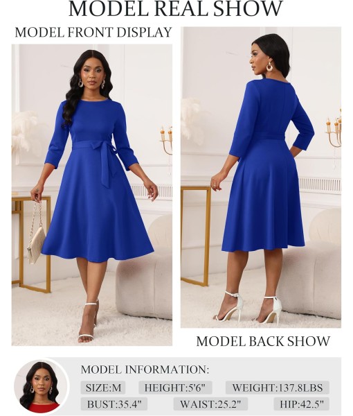 RUMIA Women's Cocktail Dresses 3/4 Sleeve Vintage Wedding Guest Dress (XS-3XL)
