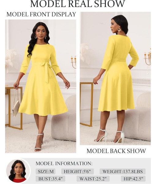RUMIA Women's Cocktail Dresses 3/4 Sleeve Vintage Wedding Guest Dress (XS-3XL)