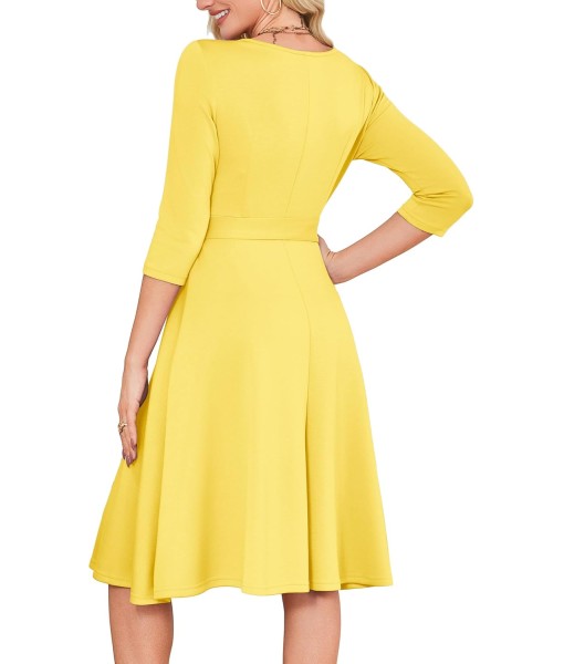 RUMIA Women's Cocktail Dresses 3/4 Sleeve Vintage Wedding Guest Dress (XS-3XL)