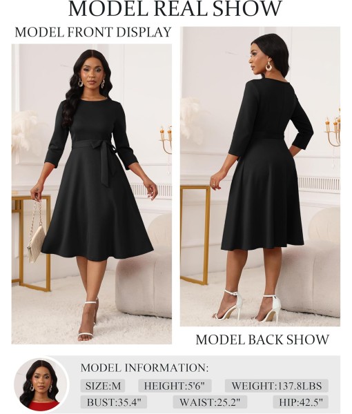 RUMIA Women's Cocktail Dresses 3/4 Sleeve Vintage Wedding Guest Dress (XS-3XL)
