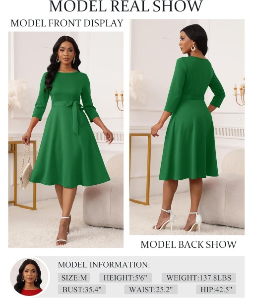 RUMIA Women's Cocktail Dresses 3/4 Sleeve Vintage Wedding Guest Dress (XS-3XL)