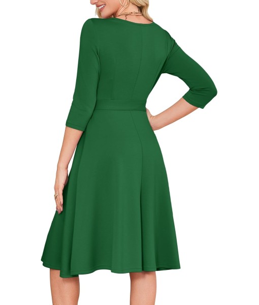 RUMIA Women's Cocktail Dresses 3/4 Sleeve Vintage Wedding Guest Dress (XS-3XL)