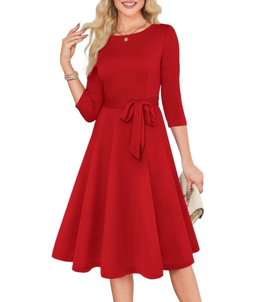RUMIA Women's Cocktail Dresses 3/4 Sleeve Vintage Wedding Guest Dress (XS-3XL)