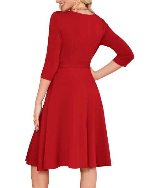 RUMIA Women's Cocktail Dresses 3/4 Sleeve Vintage Wedding Guest Dress (XS-3XL)