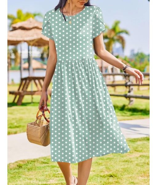 Zeagoo Women Summer Short Sleeve Midi Dress with Pockets Casual Aline Flowy Tshirt Dress Floral Vocation Beach Sundress