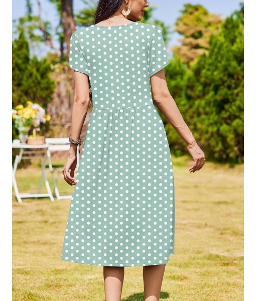 Zeagoo Women Summer Short Sleeve Midi Dress with Pockets Casual Aline Flowy Tshirt Dress Floral Vocation Beach Sundress