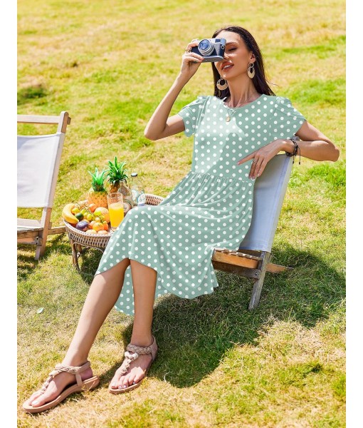 Zeagoo Women Summer Short Sleeve Midi Dress with Pockets Casual Aline Flowy Tshirt Dress Floral Vocation Beach Sundress