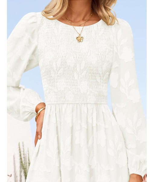 ZESICA Women's Fall Boho Floral Midi Dress 2025 Casual Long Sleeve Crewneck Flowy Wedding Guest Long Dresses