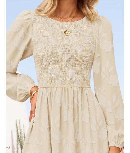 ZESICA Women's Fall Boho Floral Midi Dress 2025 Casual Long Sleeve Crewneck Flowy Wedding Guest Long Dresses