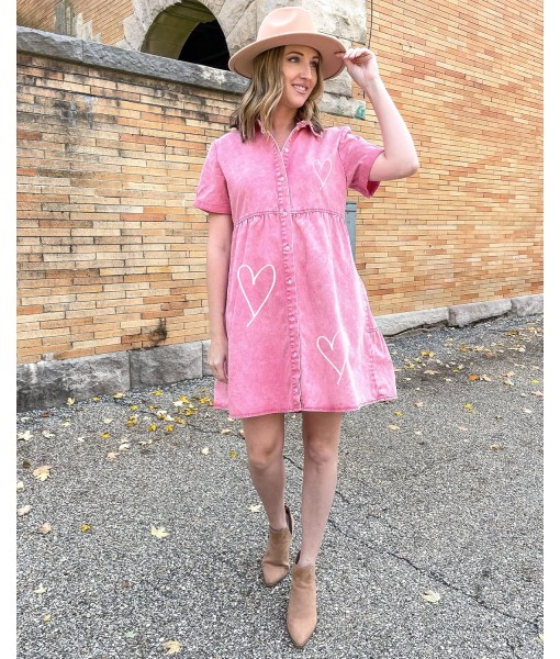 GRAPENT Denim Dress for Women Babydoll Tiered Short Sleeve Button Down Jean Shirt Dresses