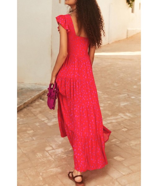 PRETTYGARDEN Women's Summer Flowy Maxi Dress Casual Cap Sleeve V Neck Smocked Beach Sundress