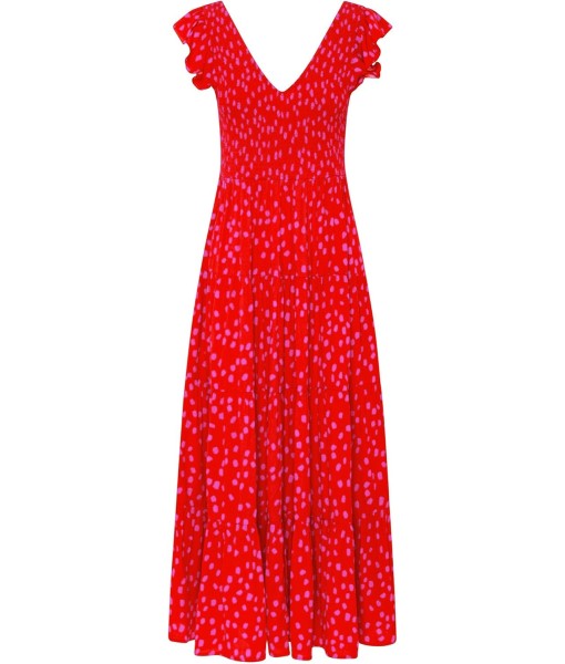 PRETTYGARDEN Women's Summer Flowy Maxi Dress Casual Cap Sleeve V Neck Smocked Beach Sundress