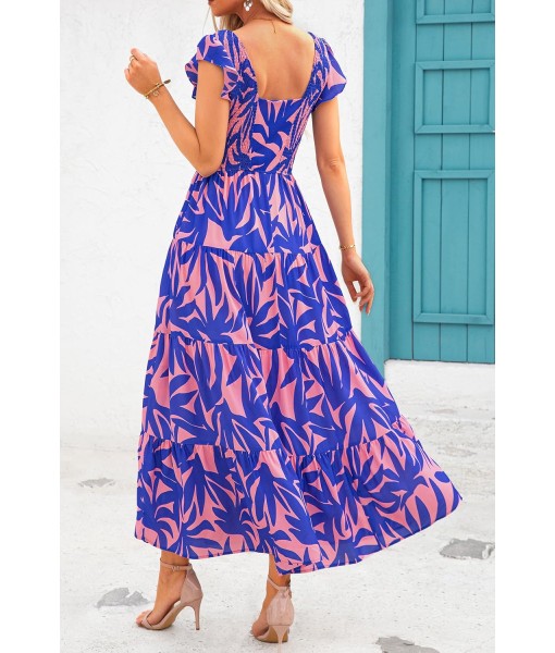 PRETTYGARDEN Women's Summer Flowy Maxi Dress Casual Cap Sleeve V Neck Smocked Beach Sundress