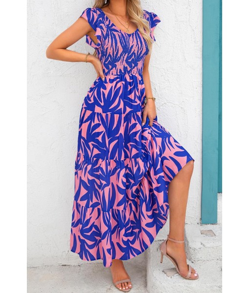 PRETTYGARDEN Women's Summer Flowy Maxi Dress Casual Cap Sleeve V Neck Smocked Beach Sundress