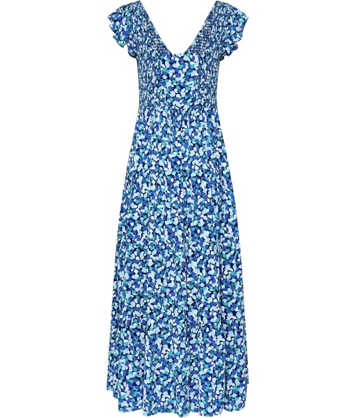 PRETTYGARDEN Women's Summer Flowy Maxi Dress Casual Cap Sleeve V Neck Smocked Beach Sundress