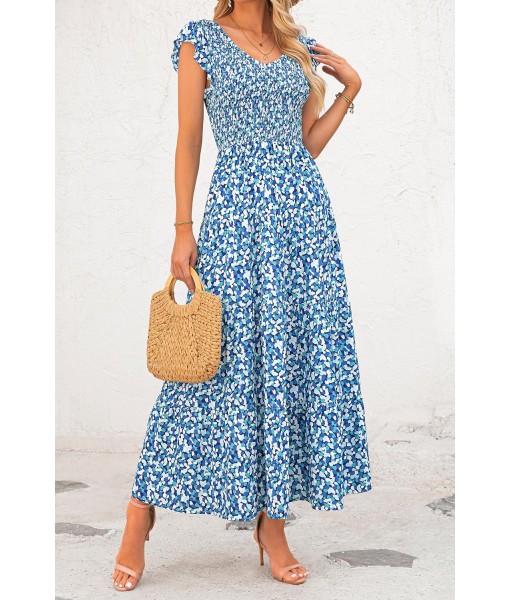 PRETTYGARDEN Women's Summer Flowy Maxi Dress Casual Cap Sleeve V Neck Smocked Beach Sundress