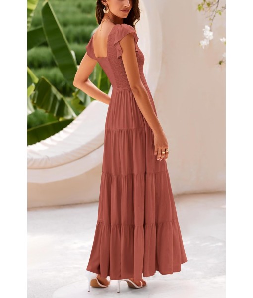 PRETTYGARDEN Women's Summer Flowy Maxi Dress Casual Cap Sleeve V Neck Smocked Beach Sundress