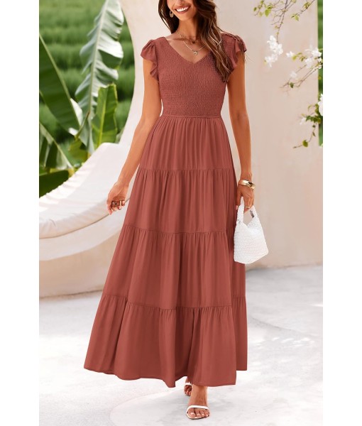 PRETTYGARDEN Women's Summer Flowy Maxi Dress Casual Cap Sleeve V Neck Smocked Beach Sundress
