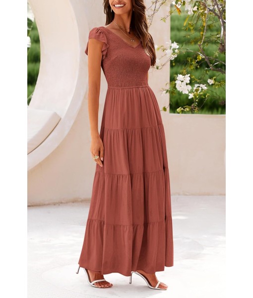 PRETTYGARDEN Women's Summer Flowy Maxi Dress Casual Cap Sleeve V Neck Smocked Beach Sundress