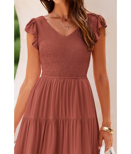 PRETTYGARDEN Women's Summer Flowy Maxi Dress Casual Cap Sleeve V Neck Smocked Beach Sundress