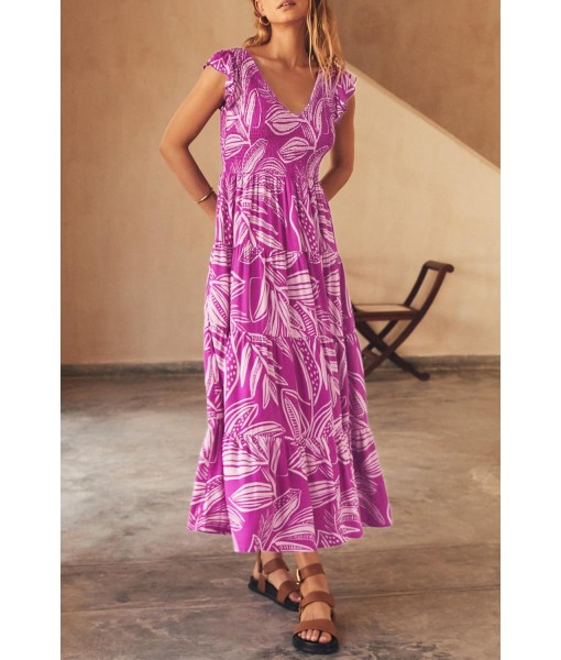 PRETTYGARDEN Women's Summer Flowy Maxi Dress Casual Cap Sleeve V Neck Smocked Beach Sundress