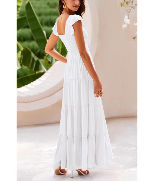 PRETTYGARDEN Women's Summer Flowy Maxi Dress Casual Cap Sleeve V Neck Smocked Beach Sundress