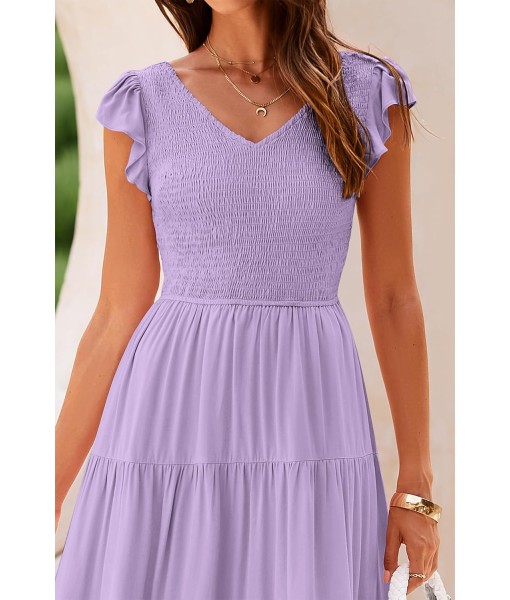 PRETTYGARDEN Women's Summer Flowy Maxi Dress Casual Cap Sleeve V Neck Smocked Beach Sundress