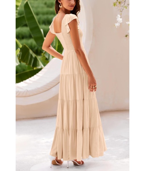 PRETTYGARDEN Women's Summer Flowy Maxi Dress Casual Cap Sleeve V Neck Smocked Beach Sundress