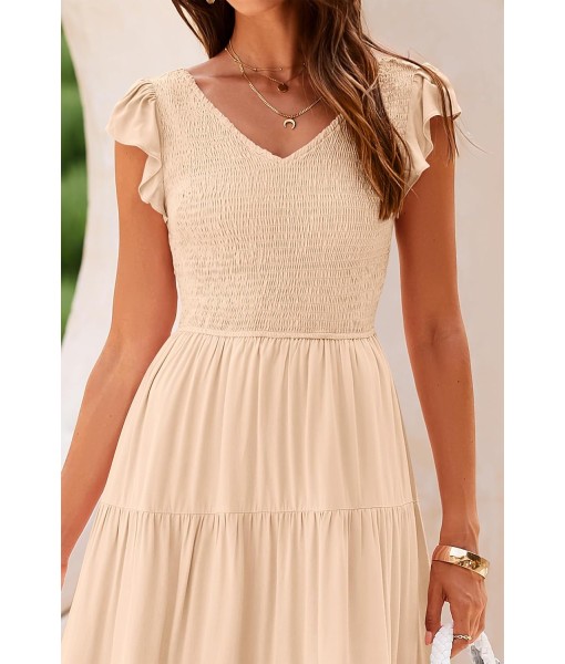 PRETTYGARDEN Women's Summer Flowy Maxi Dress Casual Cap Sleeve V Neck Smocked Beach Sundress