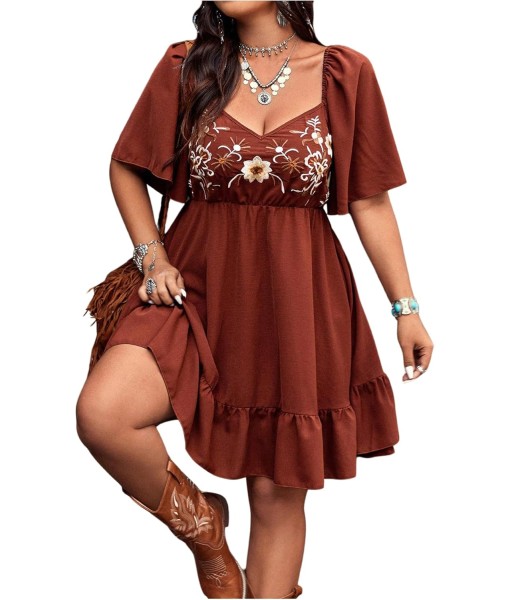 Verdusa Women's Plus Size Western Boho Floral Flowy Dress Cowgirl Outfits Country Summer A Line Dresses S-4XL