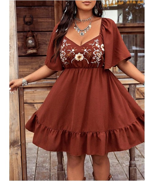 Verdusa Women's Plus Size Western Boho Floral Flowy Dress Cowgirl Outfits Country Summer A Line Dresses S-4XL