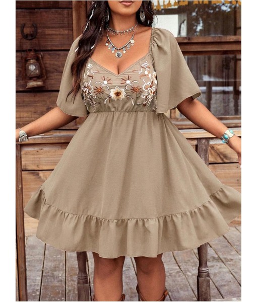 Verdusa Women's Plus Size Western Boho Floral Flowy Dress Cowgirl Outfits Country Summer A Line Dresses S-4XL