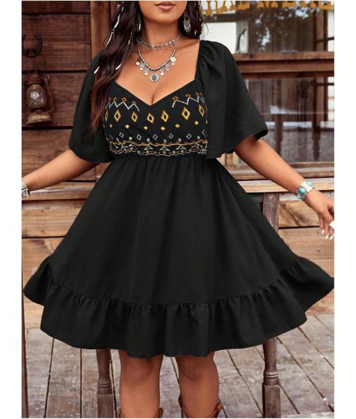 Verdusa Women's Plus Size Western Boho Floral Flowy Dress Cowgirl Outfits Country Summer A Line Dresses S-4XL