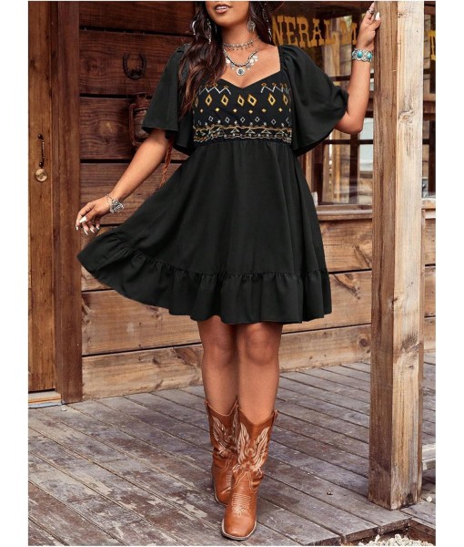 Verdusa Women's Plus Size Western Boho Floral Flowy Dress Cowgirl Outfits Country Summer A Line Dresses S-4XL
