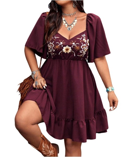 Verdusa Women's Plus Size Western Boho Floral Flowy Dress Cowgirl Outfits Country Summer A Line Dresses S-4XL