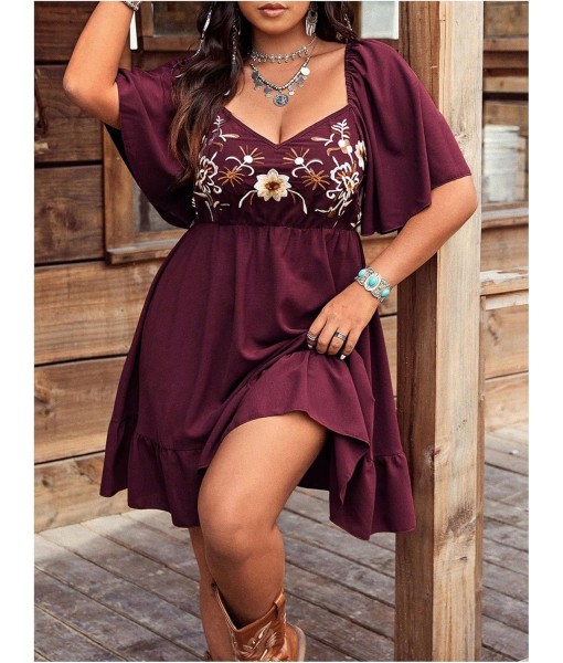 Verdusa Women's Plus Size Western Boho Floral Flowy Dress Cowgirl Outfits Country Summer A Line Dresses S-4XL