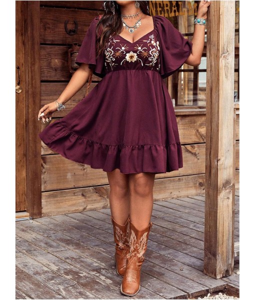 Verdusa Women's Plus Size Western Boho Floral Flowy Dress Cowgirl Outfits Country Summer A Line Dresses S-4XL
