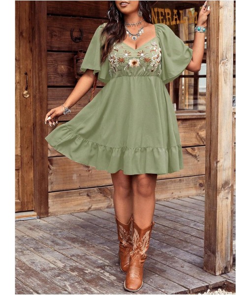 Verdusa Women's Plus Size Western Boho Floral Flowy Dress Cowgirl Outfits Country Summer A Line Dresses S-4XL