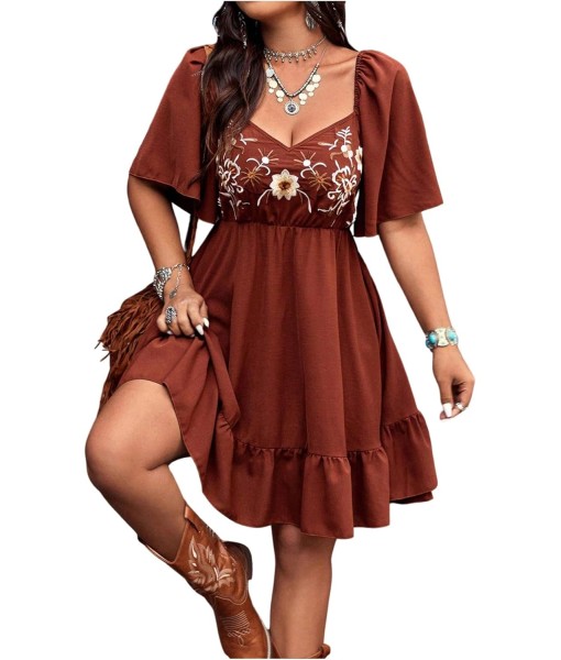 Verdusa Women's Plus Size Western Boho Floral Flowy Dress Cowgirl Outfits Country Summer A Line Dresses S-4XL