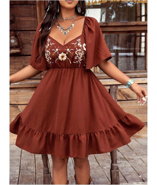 Verdusa Women's Plus Size Western Boho Floral Flowy Dress Cowgirl Outfits Country Summer A Line Dresses S-4XL