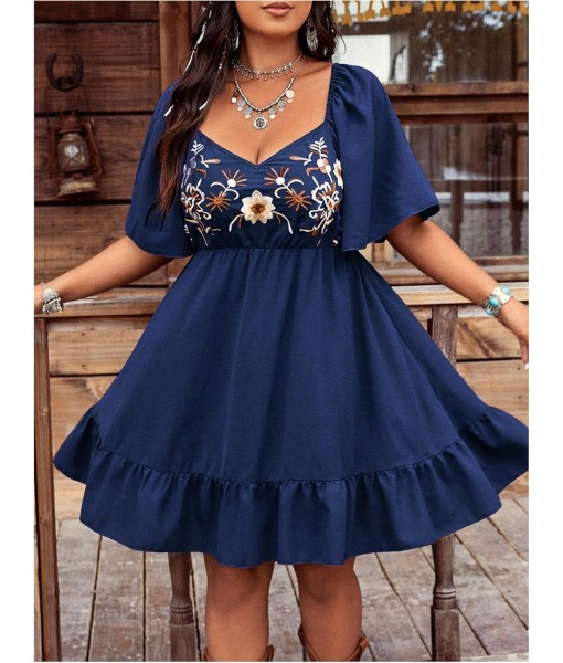 Verdusa Women's Plus Size Western Boho Floral Flowy Dress Cowgirl Outfits Country Summer A Line Dresses S-4XL