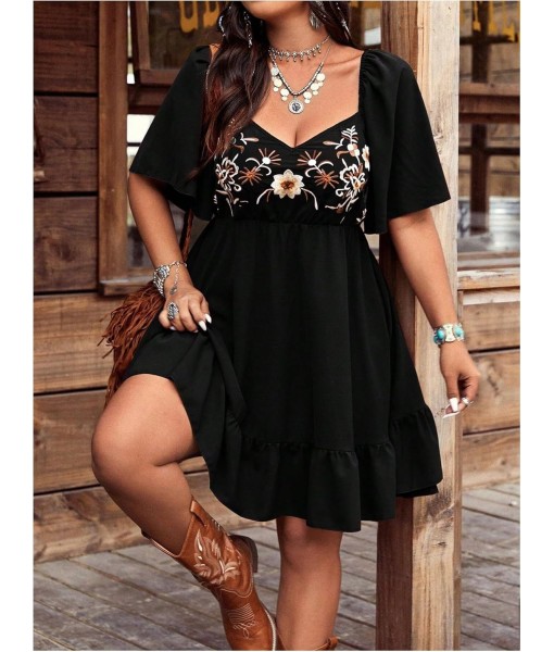 Verdusa Women's Plus Size Western Boho Floral Flowy Dress Cowgirl Outfits Country Summer A Line Dresses S-4XL