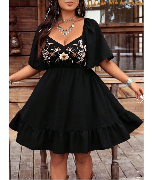 Verdusa Women's Plus Size Western Boho Floral Flowy Dress Cowgirl Outfits Country Summer A Line Dresses S-4XL