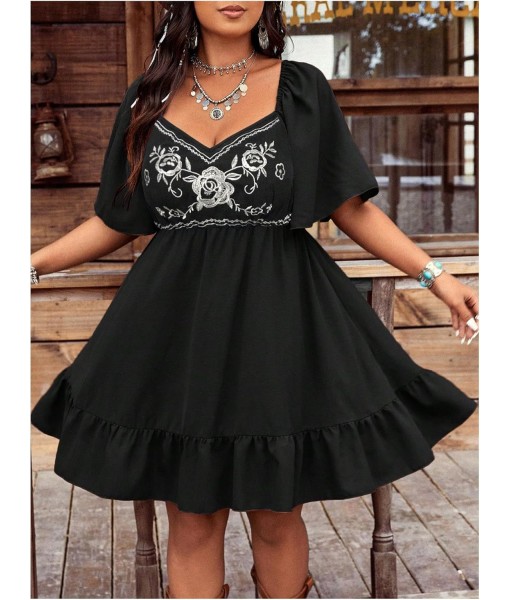 Verdusa Women's Plus Size Western Boho Floral Flowy Dress Cowgirl Outfits Country Summer A Line Dresses S-4XL